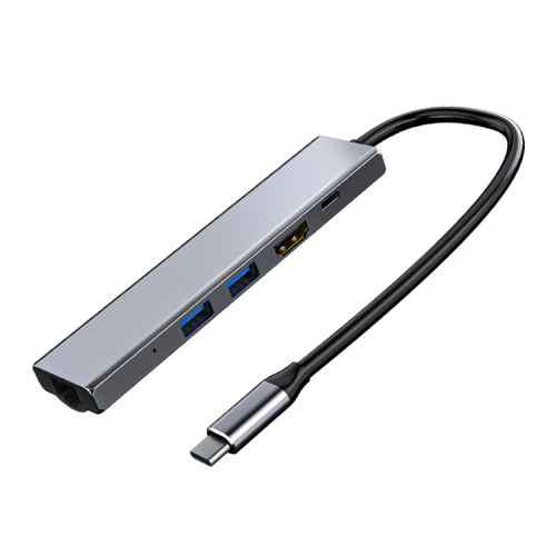 5 合 1 单线便携式 C 型扩展坞，带 HDMI
